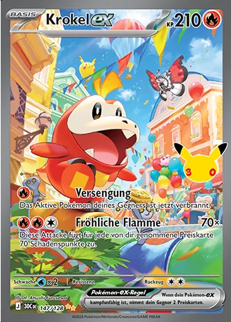 Krokel-ex 147/128 30 Jahre (30C) Pokémon-Karte (Near Mint)