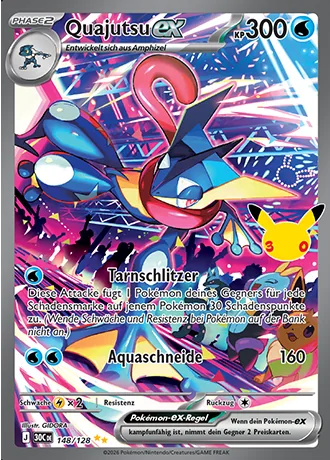 Quajutsu-ex 148/128 30 Jahre (30C) Pokémon-Karte (Near Mint)