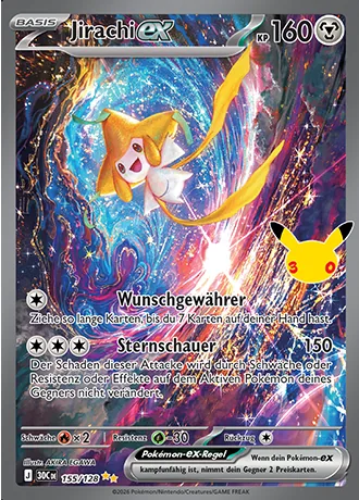 Jirachi-ex 155/128 30 Jahre (30C) Pokémon-Karte (Near Mint)
