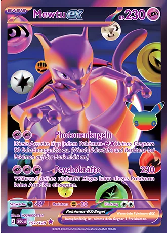 Mewtu-ex 157/128 30 Jahre (30C) Pokémon-Karte (Near Mint)