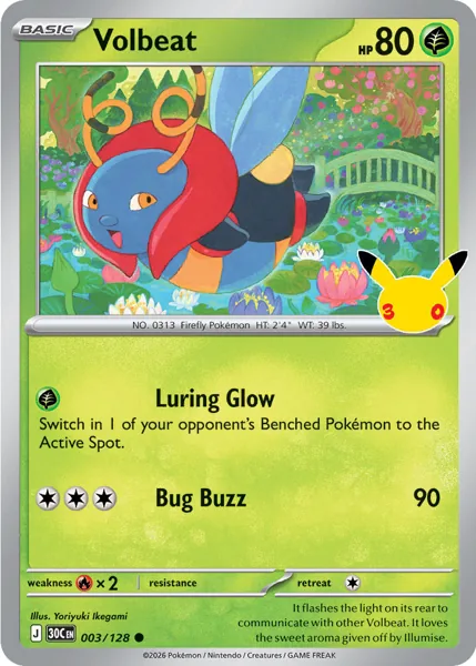 Volbeat 003/128 30th Celebration (30C) Pokémon card (Near Mint)