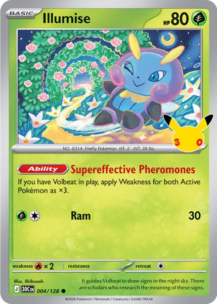 Illumise 004/128 30th Celebration (30C) Pokémon card (Near Mint)