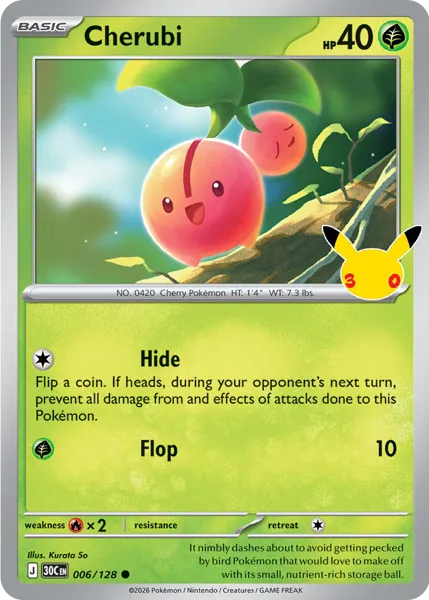 Cherubi 006/128 30th Celebration (30C) Pokémon card (Near Mint)