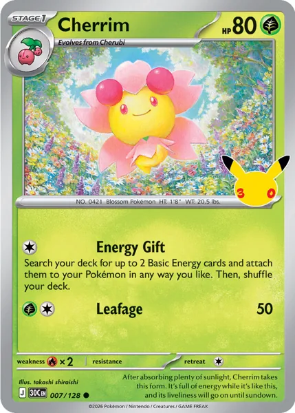Cherrim 007/128 30th Celebration (30C) Pokémon card (Near Mint)