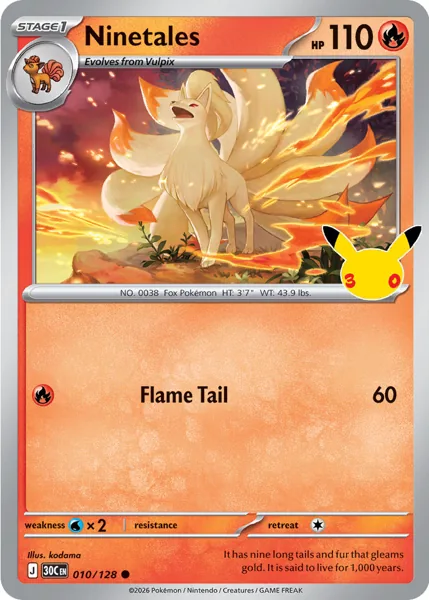 Ninetales 010/128 30th Celebration (30C) Pokémon card (Near Mint)