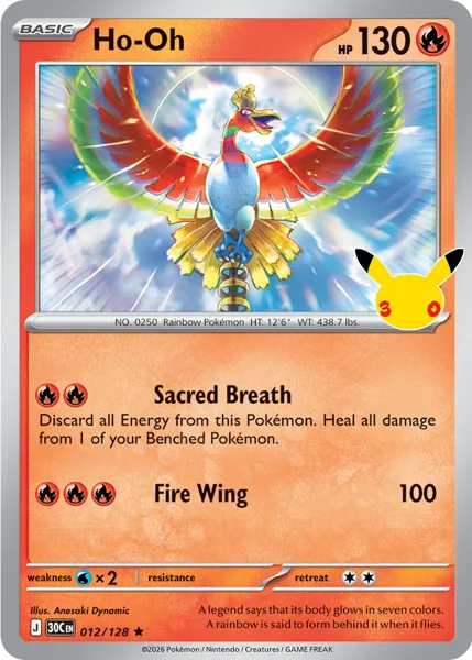 Ho-Oh 012/128 30th Celebration (30C) Pokémon card (Near Mint)