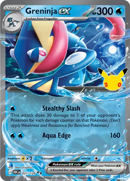 Greninja ex 021/128 30th Celebration (30C) Pokémon card (Near Mint)