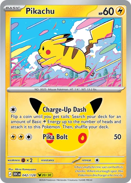 Pikachu 042/128 30th Celebration (30C) Pokémon card (Near Mint)