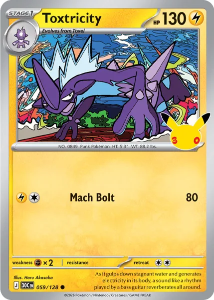 Toxtricity 059/128 30th Celebration (30C) Pokémon card (Near Mint)