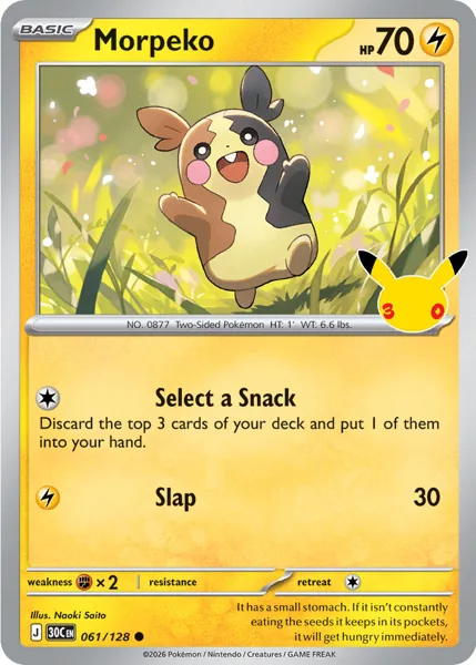Morpeko 061/128 30th Celebration (30C) Pokémon card (Near Mint)