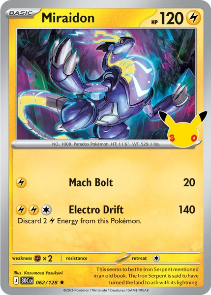 Miraidon 062/128 30th Celebration (30C) Pokémon card (Near Mint)