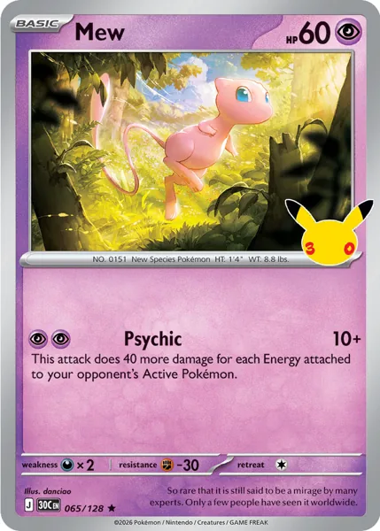 Mew 065/128 30th Celebration (30C) Pokémon card (Near Mint)