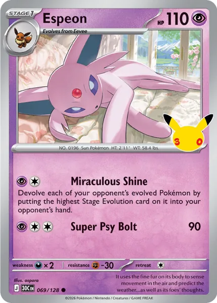 Espeon 069/128 30th Celebration (30C) Pokémon card (Near Mint)