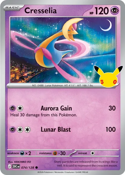 Cresselia 074/128 30th Celebration (30C) Pokémon card (Near Mint)