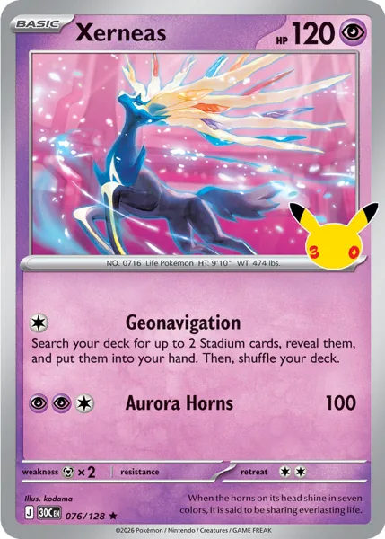Xerneas 076/128 30th Celebration (30C) Pokémon card (Near Mint)