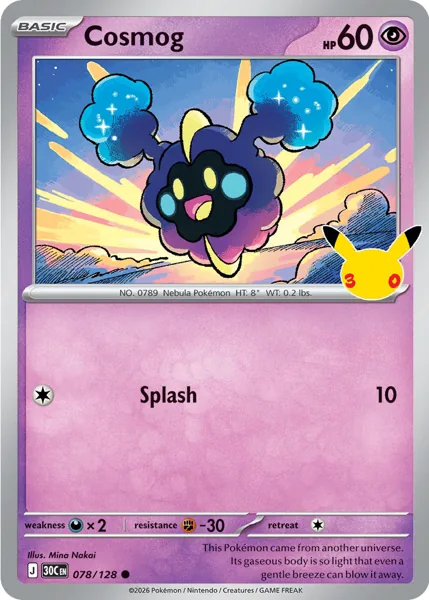 Cosmog 078/128 30th Celebration (30C) Pokémon card (Near Mint)