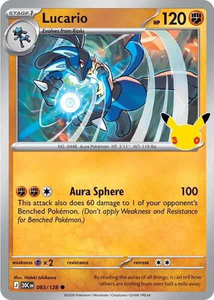 Lucario 083/128 30th Celebration (30C) Pokémon card (Near Mint)