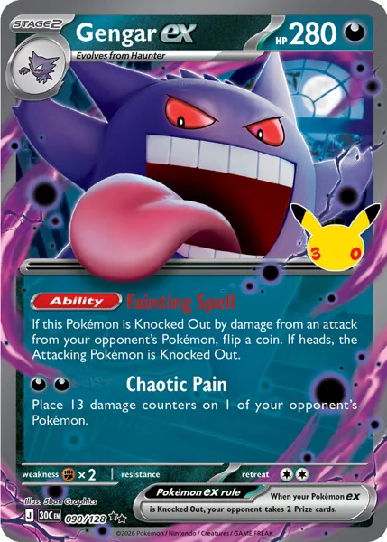 Gengar ex 090/128 30th Celebration (30C) Pokémon card (Near Mint)
