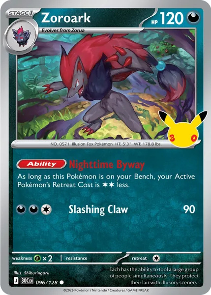 Zoroark 096/128 30th Celebration (30C) Pokémon card (Near Mint)