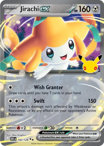 Jirachi ex 102/128 30th Celebration (30C) Pokémon card (Near Mint)