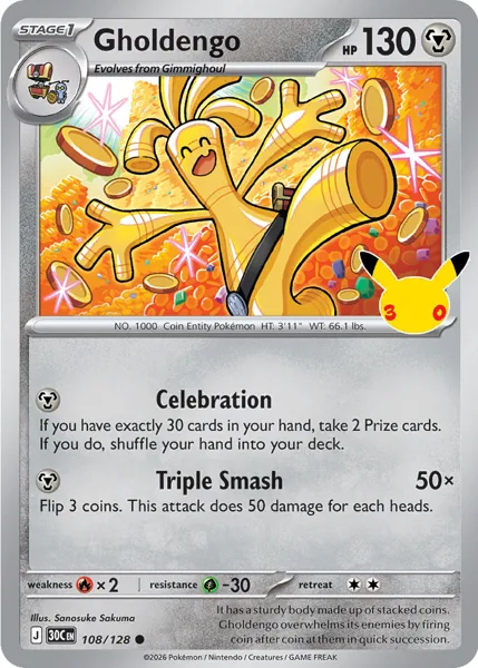 Gholdengo 108/128 30th Celebration (30C) Pokémon card (Near Mint)