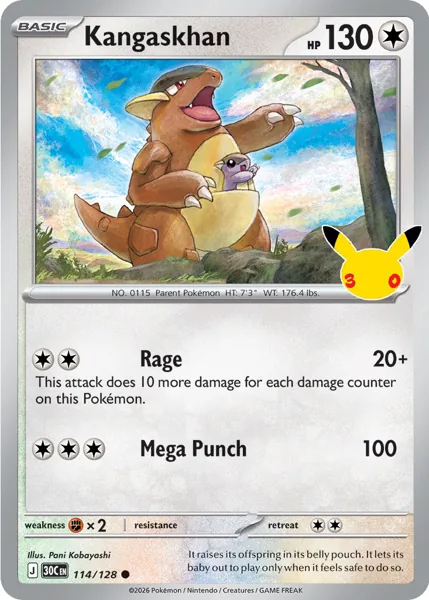 Kangaskhan 114/128 30th Celebration (30C) Pokémon card (Near Mint)