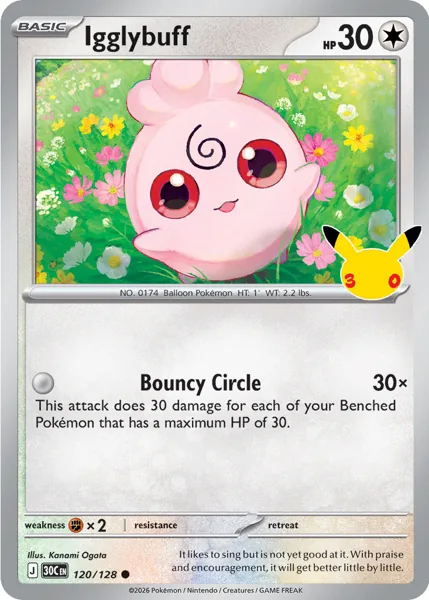Igglybuff 120/128 30th Celebration (30C) Pokémon card (Near Mint)