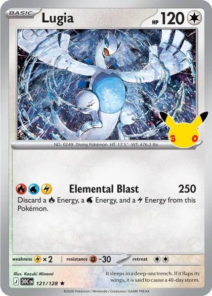 Lugia 121/128 30th Celebration (30C) Pokémon card (Near Mint)