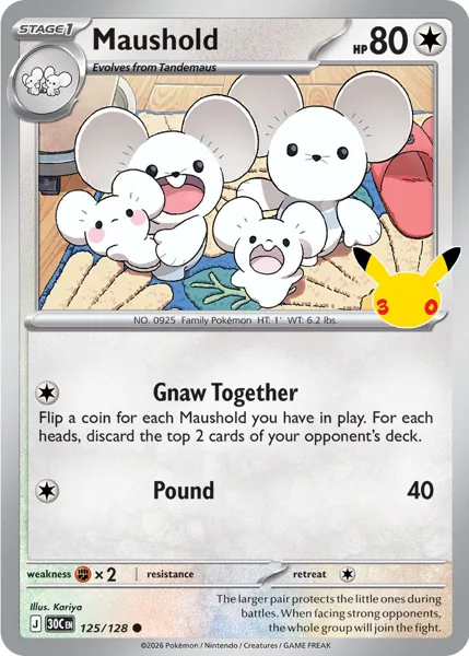 Maushold 125/128 30th Celebration (30C) Pokémon card (Near Mint)