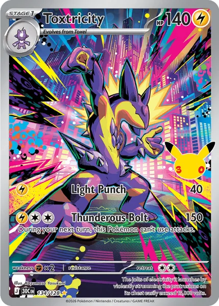 Toxtricity 134/128 30th Celebration (30C) Pokémon card (Near Mint)