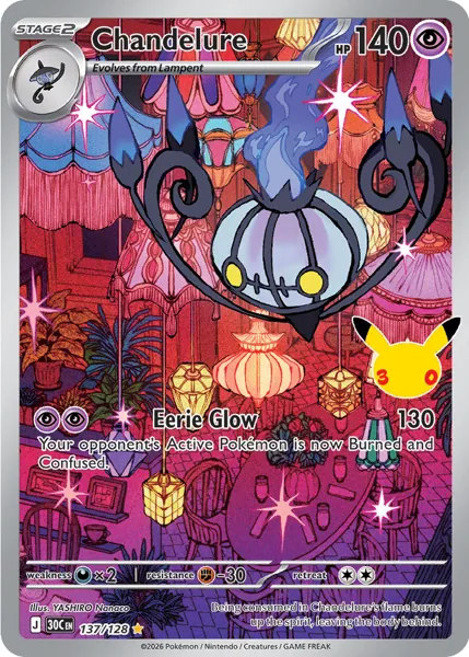 Chandelure 137/128 30th Celebration (30C) Pokémon card (Near Mint)