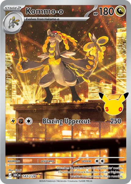 Kommo-o 143/128 30th Celebration (30C) Pokémon card (Near Mint)