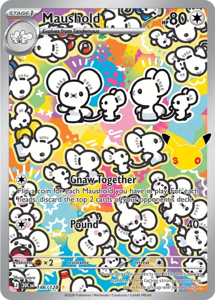 Maushold 146/128 30th Celebration (30C) Pokémon card (Near Mint)