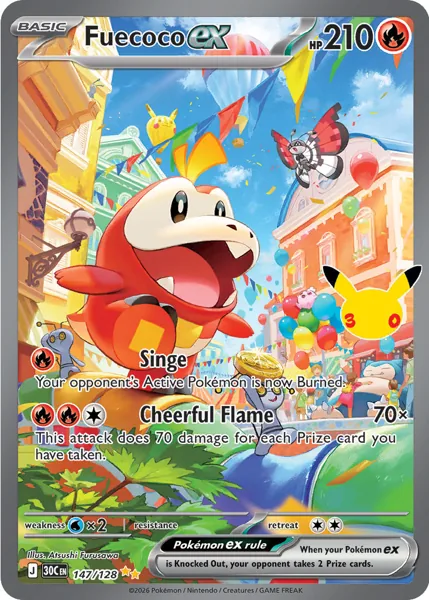 Fuecoco ex 147/128 30th Celebration (30C) Pokémon card (Near Mint)