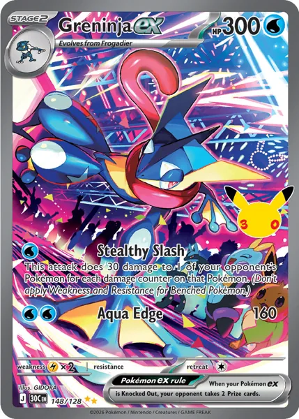 Greninja ex 148/128 30th Celebration (30C) Pokémon card (Near Mint)