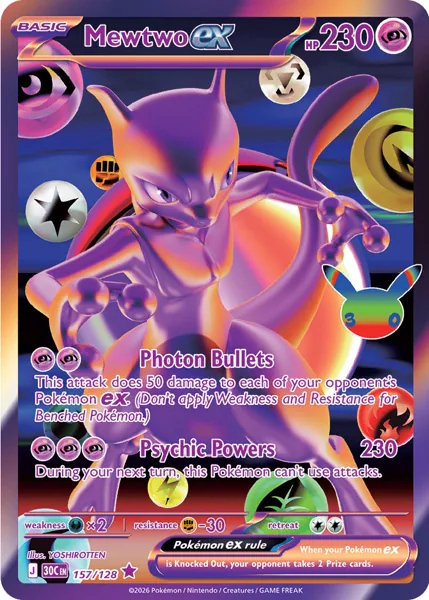 Mewtwo ex 157/128 30th Celebration (30C) Pokémon card (Near Mint)
