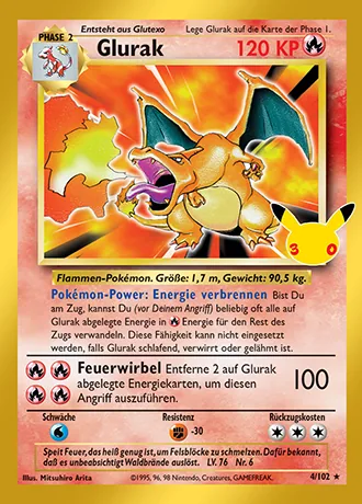 Glurak 4/102 30 Jahre: Klassische Sammlung Pokémon-Karte (Near Mint)