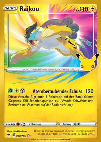 Raikou 050/185 30 Jahre: Klassische Sammlung Pokémon-Karte (Near Mint)