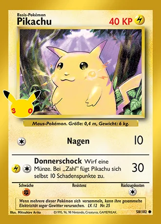 Pikachu 58/102 30 Jahre: Klassische Sammlung Pokémon-Karte (Near Mint)