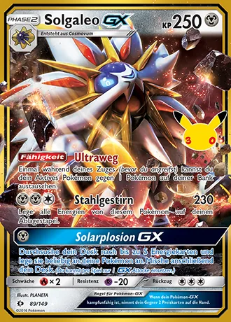 Solgaleo GX 89/149 30 Jahre: Klassische Sammlung Pokémon-Karte (Near Mint)