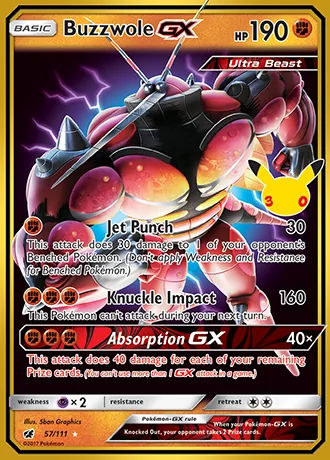 Buzzwole GX 57/111 30th Classic Collection Pokémon card (Near Mint)