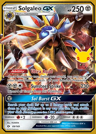 Solgaleo GX 89/149 30th Classic Collection Pokémon card (Near Mint)