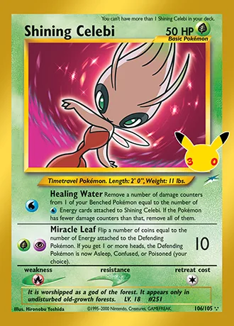 Shining Celebi 106/105 30th Classic Collection Pokémon card (Near Mint)