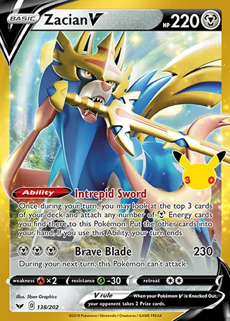 Zacian V 138/202 30th Classic Collection Pokémon card (Near Mint)
