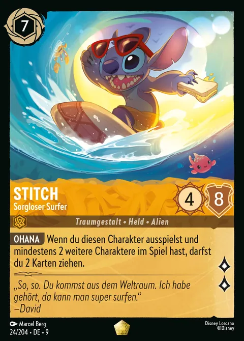 Stitch - Sorgloser Surfer #024 Mythen Disney Lorcana-Karte (Near Mint)