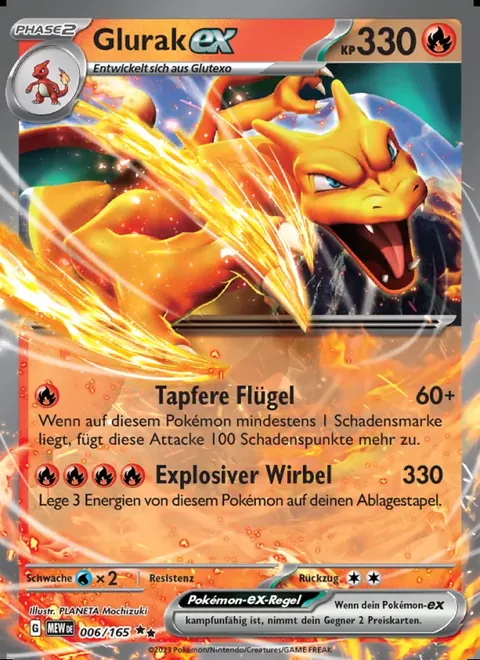Glurak-ex 006/165 151 (MEW) Pokémon-Karte (Near Mint)