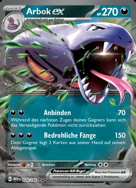 Arbok-ex 024/165 151 (MEW) Pokémon-Karte (Near Mint)
