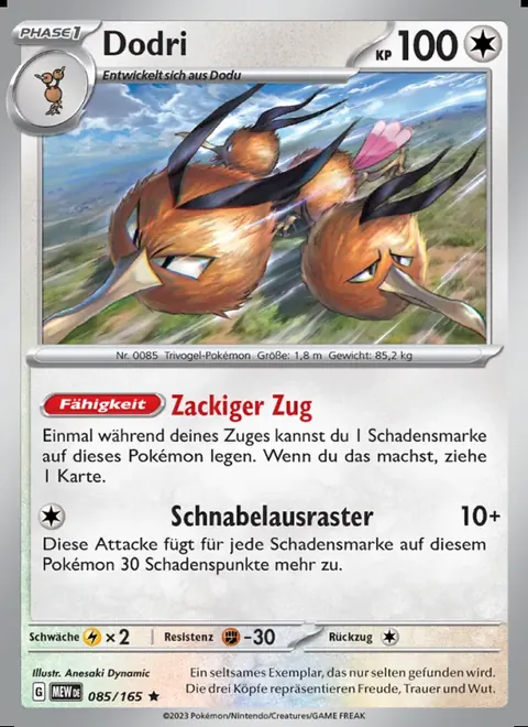 Dodri 085/165 151 (MEW) Pokémon-Karte (Near Mint)