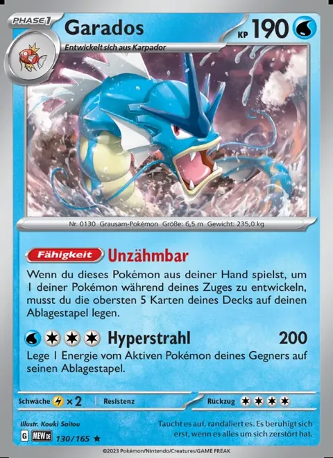 Garados 130/165 151 (MEW) Pokémon-Karte (Near Mint)