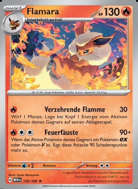 Flamara 136/165 151 (MEW) Pokémon-Karte (Near Mint)